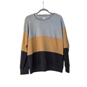 Nine Britton Mustard Yellow Colorblock Super Soft Fleece Sweater, Women's Medium